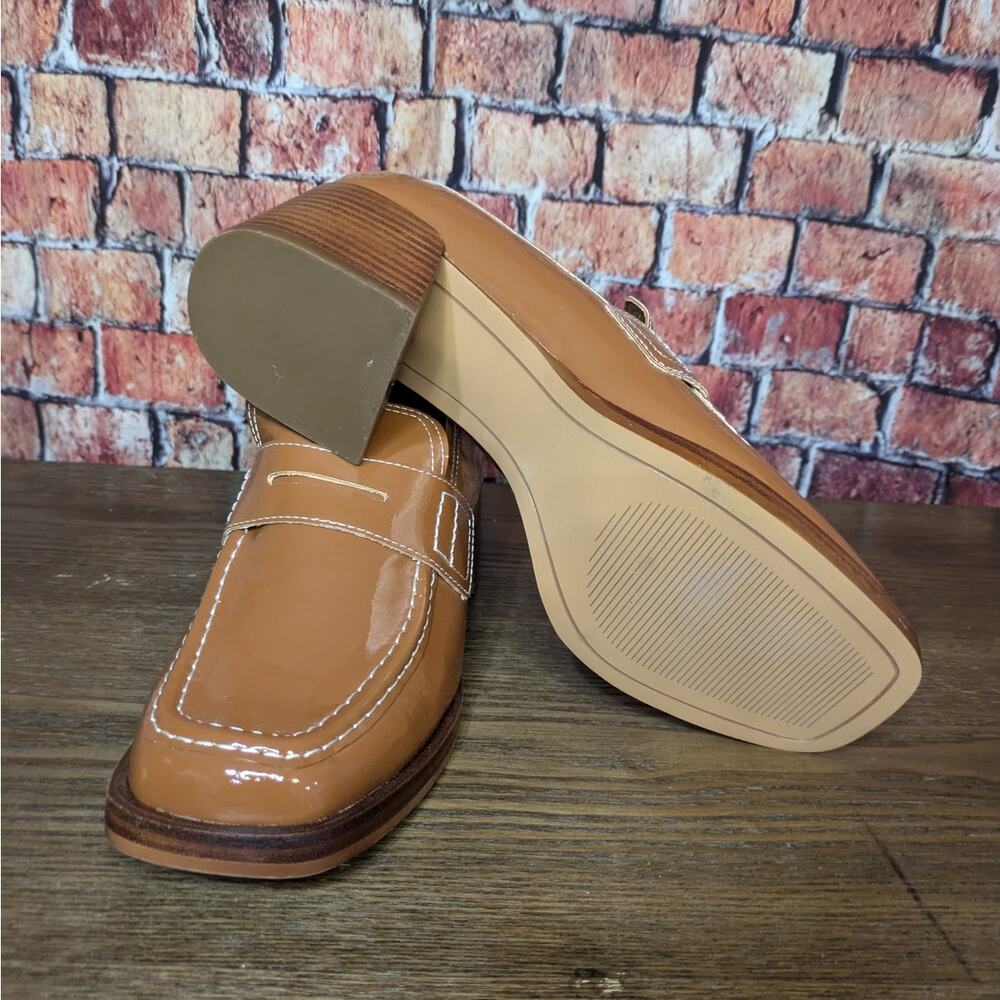 NWOB Steve Madden Nyomi Loafer Pump In Camel Patent Size 9 - Picture 6 of 8